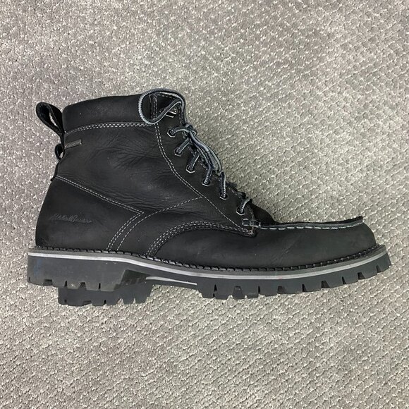 Eddie Bauer Severson Moc Toe Boots Men's 12 Black Leather Waterproof 4041-785 - Picture 2 of 14